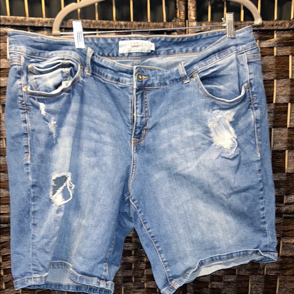 Torrid Blue Jean Shorts Distressed Cut-Off Style